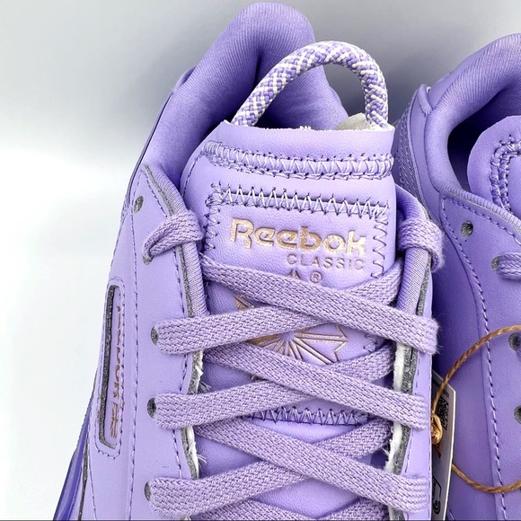 New Youth Reebok Classic Cardi B X Club C Crisp Purple Casual Sneakers 5 GX5027 - Picture 4 of 12
